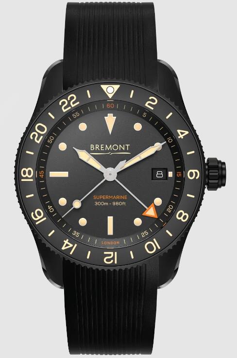 Bremont Supermarine Specialised GMT divers S302 JET Rubber Strap Replica Watch